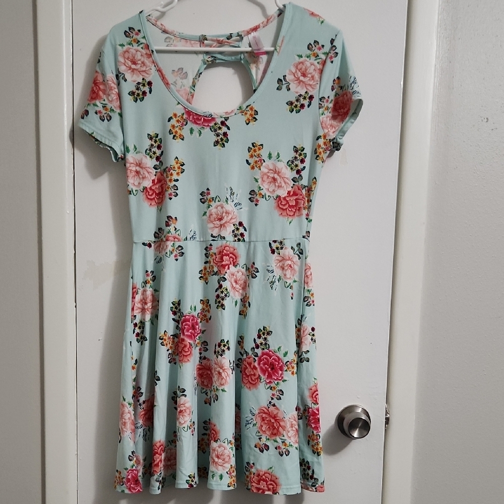 Floral Dress in Mint Green With Pink And Blush Floral Print